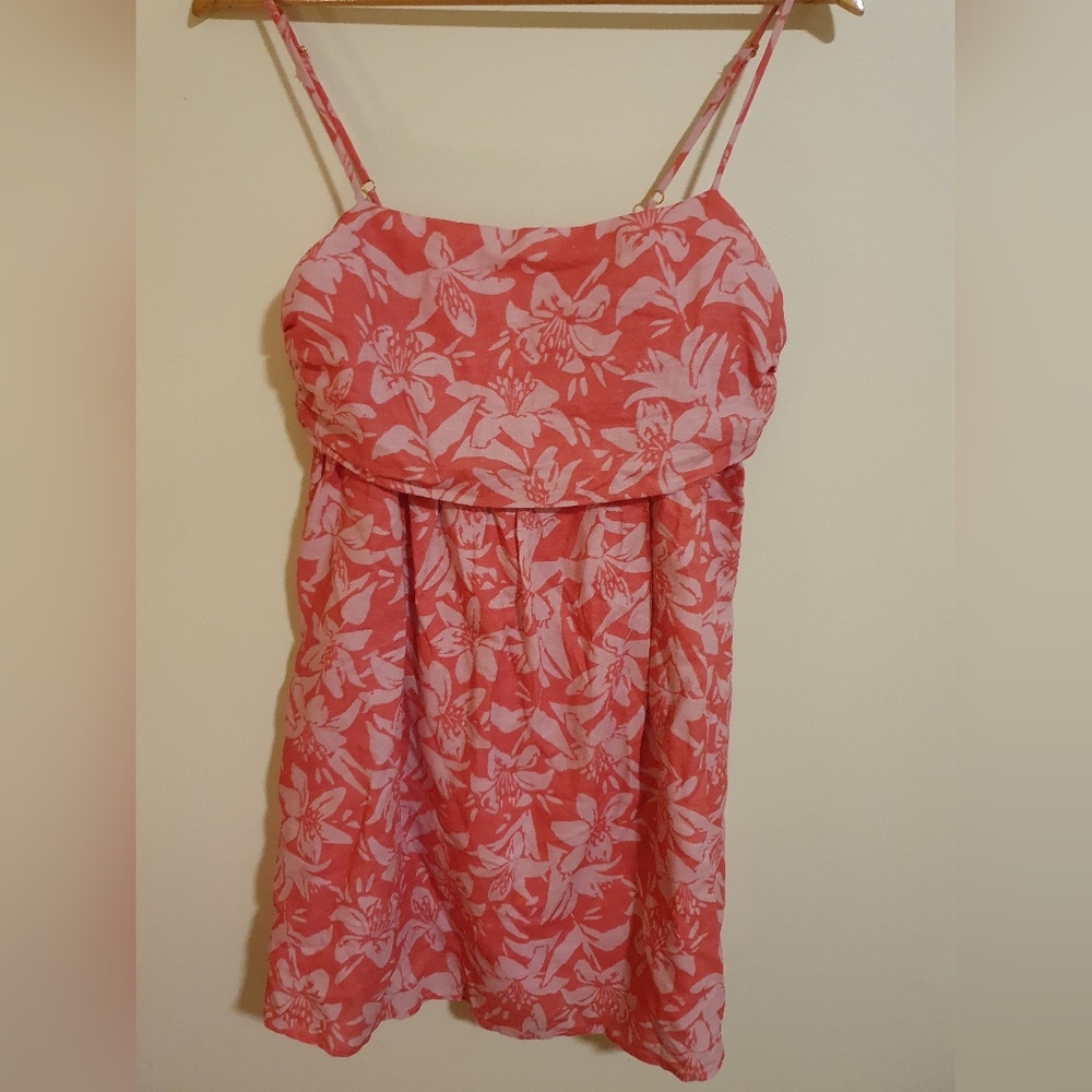 Charlie holiday floral linen blend mini summer dress sz 8 - Picture 3 of 5